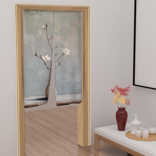 Leowefowa Flower Pattern Japanese Noren Door Curtain