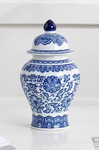 KuJaRen Blue and White Ginger Jar 98 Inch Ceramic Vase