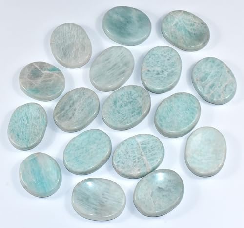 Pair 42mm Green Blue Teal Amazonite Worry Stones