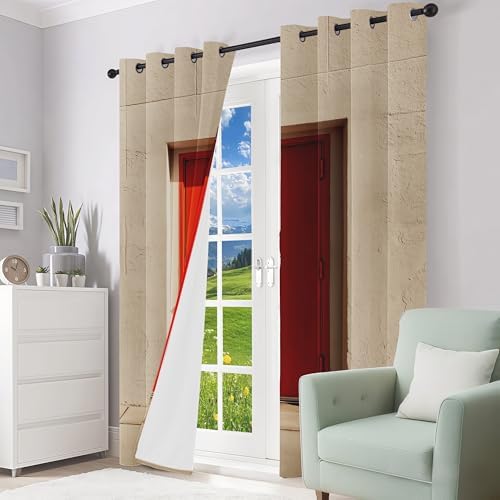 Concrete Frame Doorway Curtains 108 Inches Long 2 Panels Set