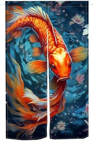 Japanese Noren Door Curtain with Koi Fish Design