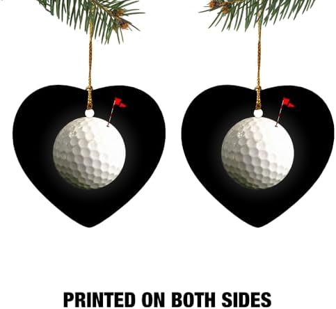 GRAPHICS MORE Heart-Shaped Golf Ball Moon Flag Christmas Ornament - 28 Inch