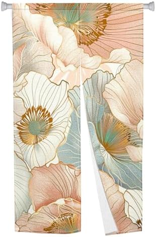 Boho Style Flowers Pattern Doorway Curtain Panel