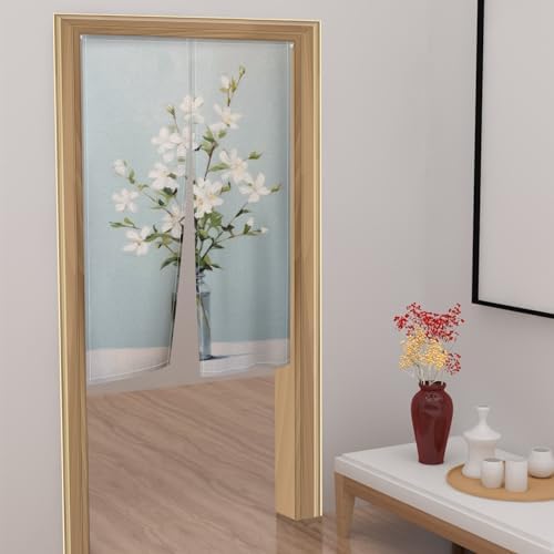 Leowefowa Japanese Noren Door Curtain Flower Pattern