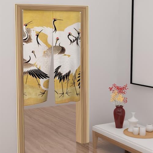 Japanese Style Cranes Printed Door Curtain Panel 34x60