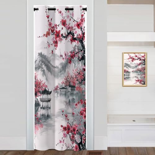 Cherry Blossom Door Curtain for Privacy and Style