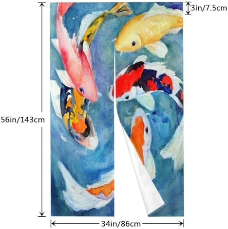 Peynir Japanese Koi Carp Door Curtain Feng Shui Panel