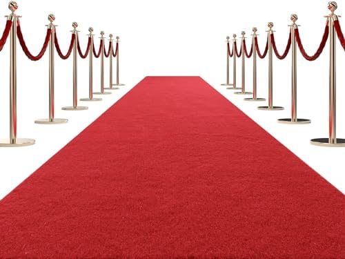 HOMBYS 450 GSM Extra Thick Red Carpet Runner 26x30 ft