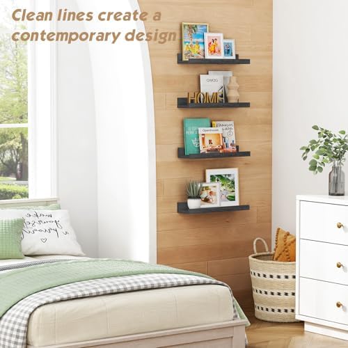 Forbena Black Floating Shelves Set of 4 Wall Mounted