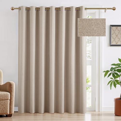 RYB HOME Blackout Sliding Door Curtain 1 Panel Mocha