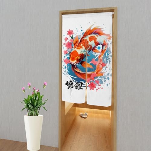 Japanese Noren Door Curtain with Koi Fish Design 1