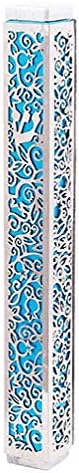 Anodized Aluminum Mezuzah Case with Pomegranates and Flowers Made in Israel