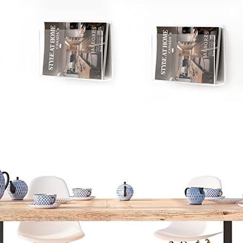2 Pcs Wall Mount Clear Acrylic Magazine Holder
