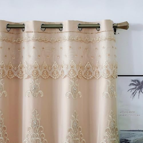 Amidoudou Khaki Double Layer Curtains with Valances