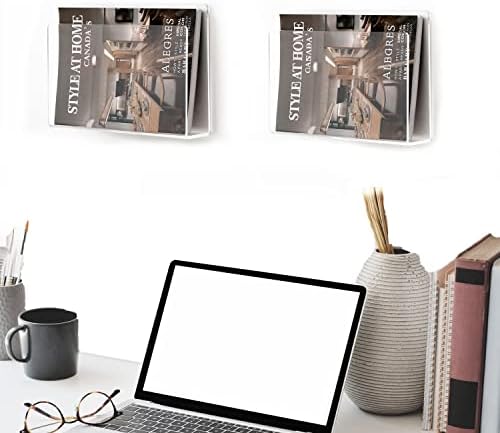 2 Pcs Wall Mount Clear Acrylic Magazine Holder