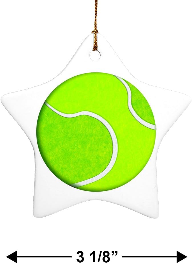 Graphics More Tennis Ball Star-Shaped Porcelain Christmas Ornament