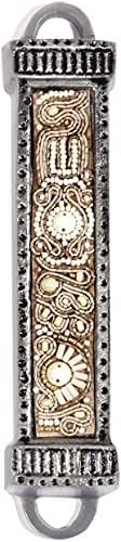 YourHolyLandStore Jewish Mezuzah Case - Embroidered Brown Beads - Hand Made Judaica Art 1