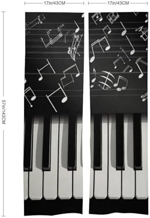 Piano Keys Door Curtain with Musical Notes 57x17 Inches
