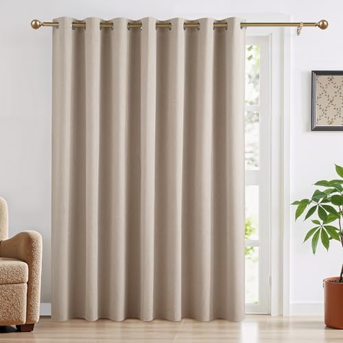RYB HOME Blackout Sliding Door Curtain 1 Panel Mocha