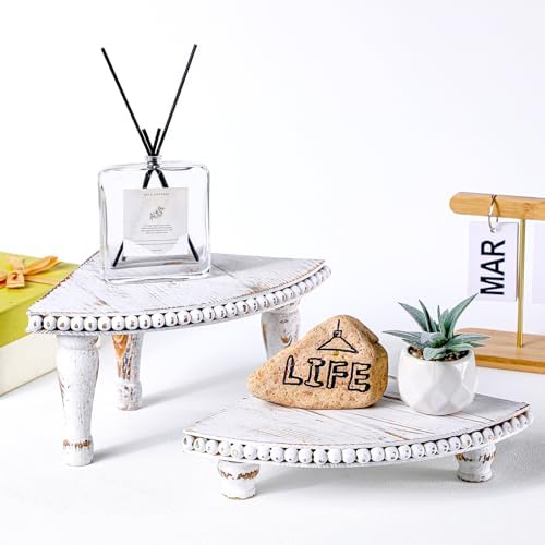 Kigley 2 Tiered Corner Riser with Wood Beaded Design