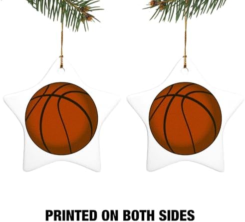 Graphics More Basketball Ball Star-Shaped Porcelain Christmas Ornament 31 Inch