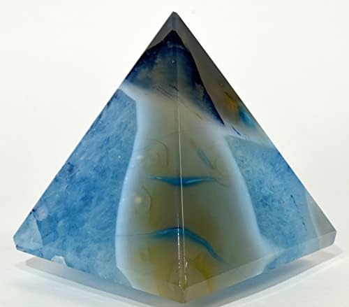 Dyed Blue Agate with Quartz Pyramid - 25 Inch Gemstone