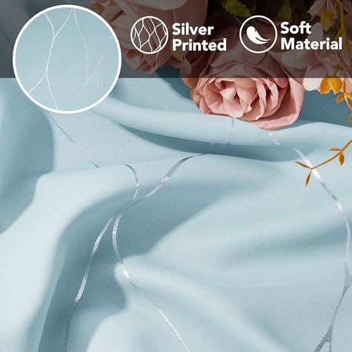 Deconovo Blackout Curtains with Silver Wave Design