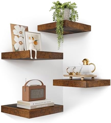 Olakee Corner Floating Shelf Set of 4 Carbonized Black