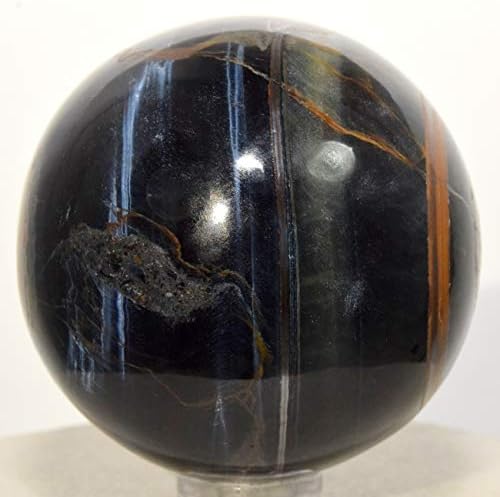 2 Blue Tiger Eye Sphere with Stand - Natural Quartz Chatoyant Crystal