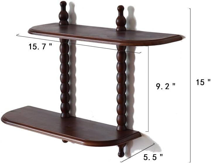FRIADE 2-Tier Floating Shelf with Roman Columns Dark Brown