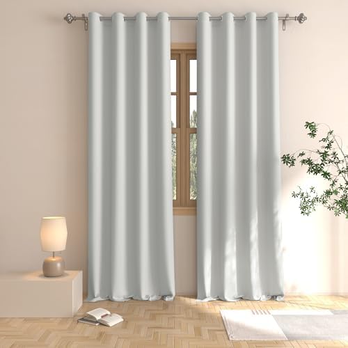 Light Grey Room Darkening Curtains 2 Panels 52x100