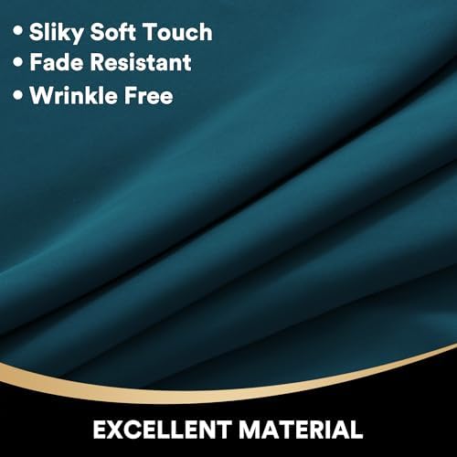 PrinceDeco Deep Teal Blackout Curtains Set of 2 52x84