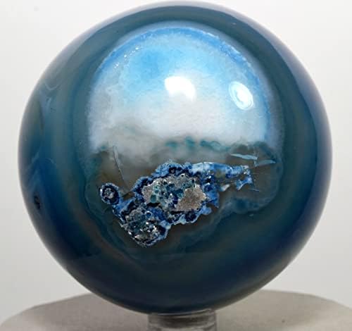28 Inch Dyed Blue Agate Sphere with Stand - India
