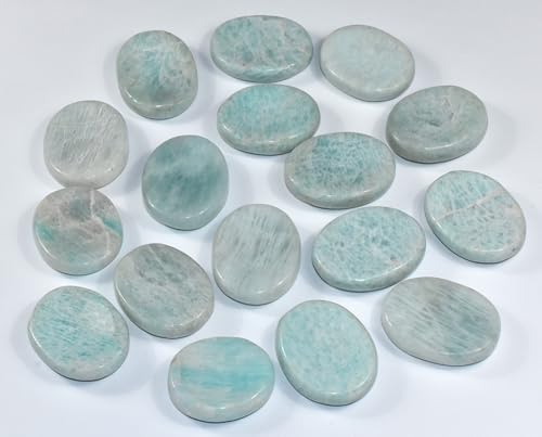 Pair 42mm Green Blue Teal Amazonite Worry Stones
