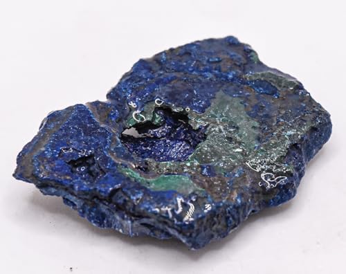 60ct 38mm Blue Azurite with Malachite Inclusions Rough Slice Natural Gemstone
