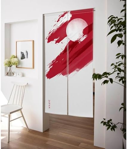 Japanese Noren Door Curtain with Red Painting 34 x 60