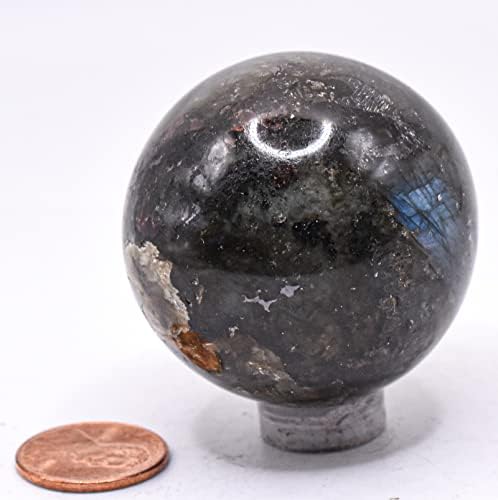 43mm Blue Azure Flash Labradorite Sphere with Stand