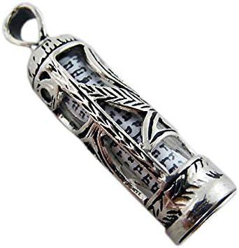 925 Sterling Silver Mezuzah Pendant with Shema Scroll
