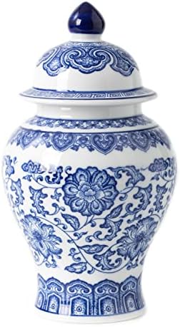 KuJaRen Blue and White Ginger Jar 98 Inch Ceramic Vase