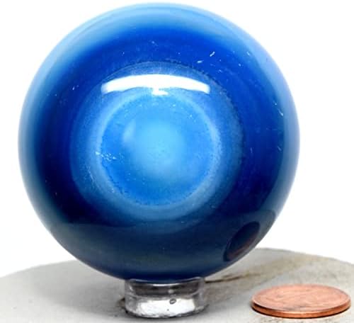 55mm Dyed White Blue Agate Sphere with Stand