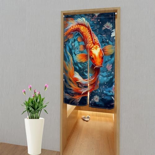 Japanese Noren Door Curtain with Koi Fish Design