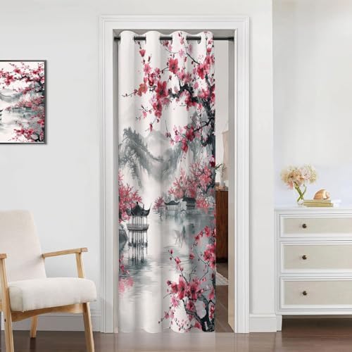Cherry Blossom Door Curtain for Privacy and Style