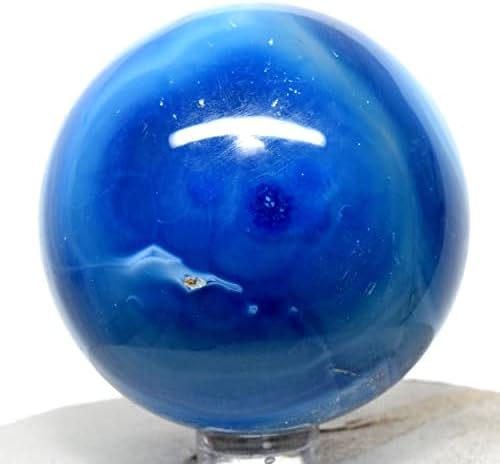 55mm Dyed White Blue Agate Sphere with Stand