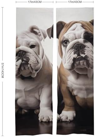 Two Cute Bulldog Door Cover Curtain 57x17 Inches