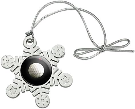 Golf Ball Moon Flag Golfing Metal Christmas Ornament