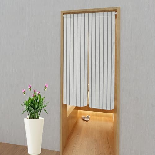 Leowefowa Modern Gray Stripe Noren Door Curtain
