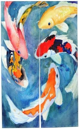 Peynir Japanese Koi Carp Door Curtain Feng Shui Panel