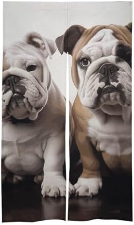 Two Cute Bulldog Door Cover Curtain 57x17 Inches