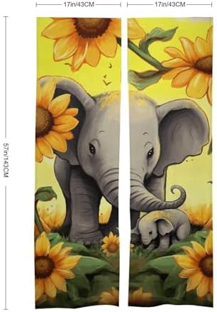 Mother Elephant Sunflowers Door Curtain 57x17 Inches