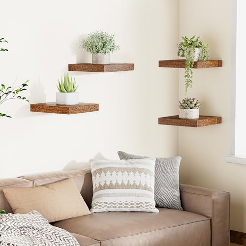 Olakee Corner Floating Shelf Set of 4 Carbonized Black
